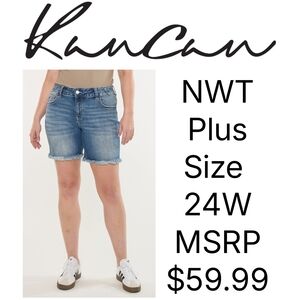 NWT KanCan Mid Rise Fray Hem 8in Bermuda Short Plus Size 24W